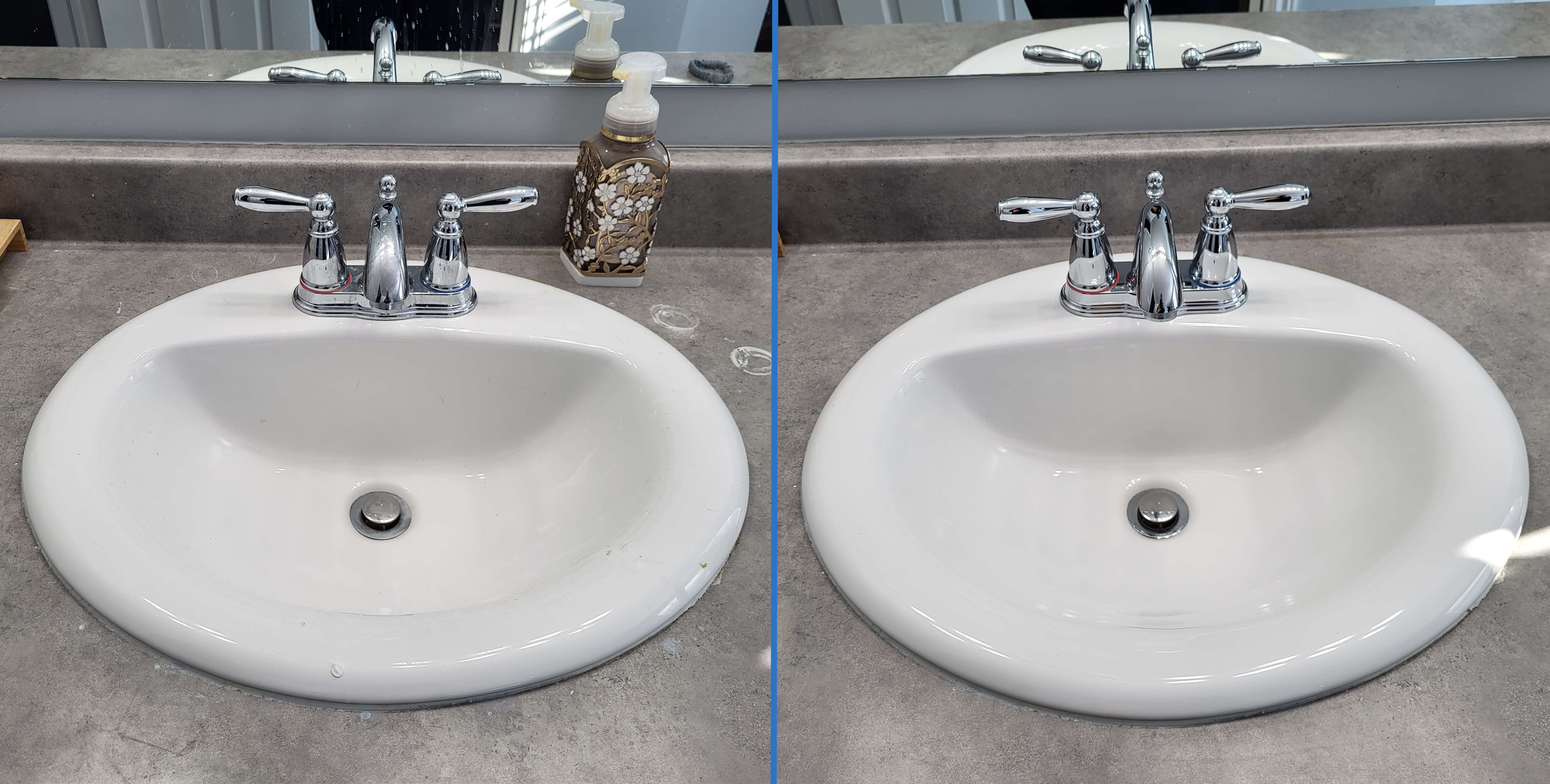 before and after sink